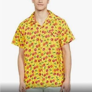 NWT Stylore man’s cherries, print button down short sleeve summer shirt size 5XL
